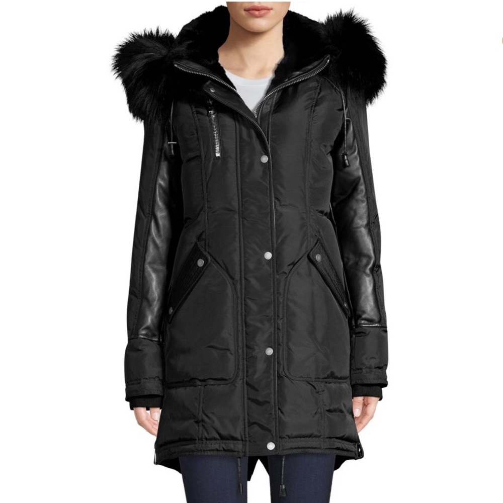 Nicole Benisti Rabbit and Fox Fur Parka -Black